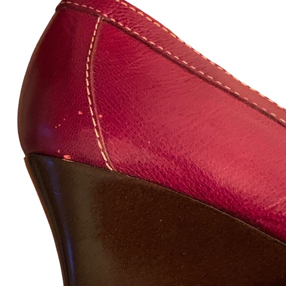 Amalfi by Rangoni Women’s Leather Wedge Heel Loafer Size 6 Burgundy & Brown - Picture 14 of 15